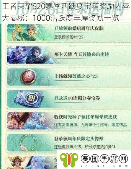 王者荣耀S20赛季活跃度宝箱奖励内容大揭秘