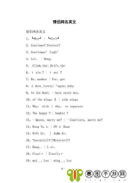 欧美英伦情侣网名之我们的浪漫爱情故事从这里开始