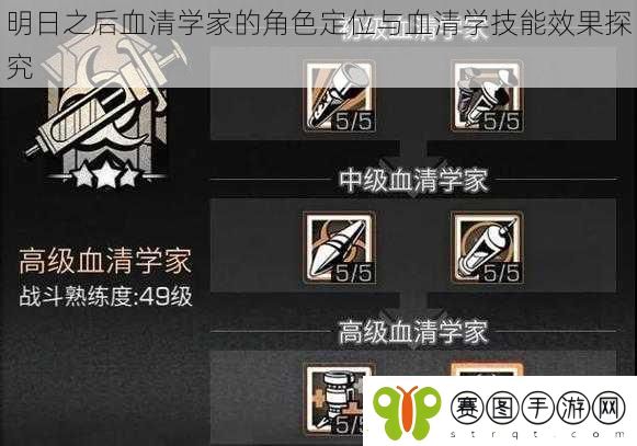 明日之后血清学家的角色定位与血清学技能效果探究