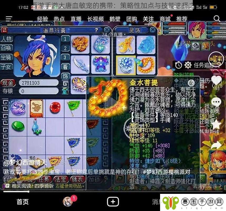 梦幻西游手游大唐血敏宠的携带
