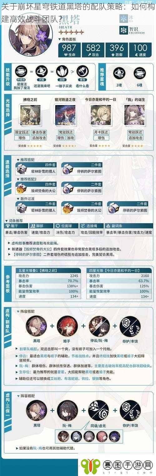 关于崩坏星穹铁道黑塔的配队策略