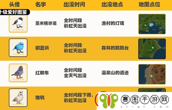 心动小镇观鸟图鉴大全