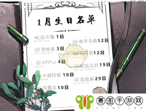 《重返未来1999》全角色生日介绍