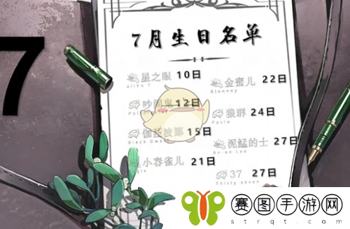 《重返未来1999》全角色生日介绍