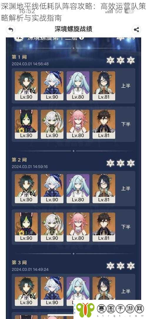 深渊地平线低耗队阵容攻略